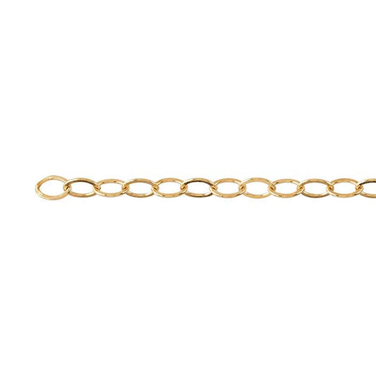 14K Yellow Gold 2.8mm Flat Oval Cable Chain, By the Inch