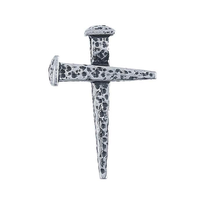 Sterling Silver Hammered Nail Cross Pendant