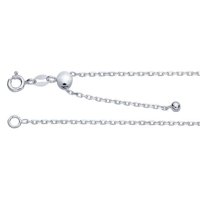 Collier chaîne câble ovale diamantée en argent sterling 1,2 mm