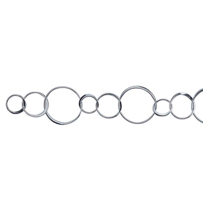 Sterling Zilver 18,7mm Afgevlakte Cirkel Kabelketting, Per Voet