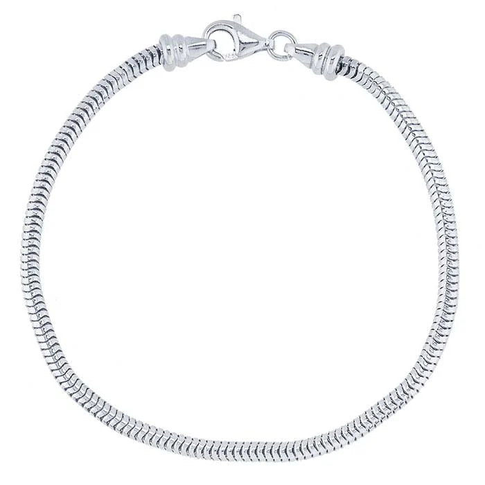Sterling Silver Unseamed Snake Chain Bracelets with Threaded End Cap