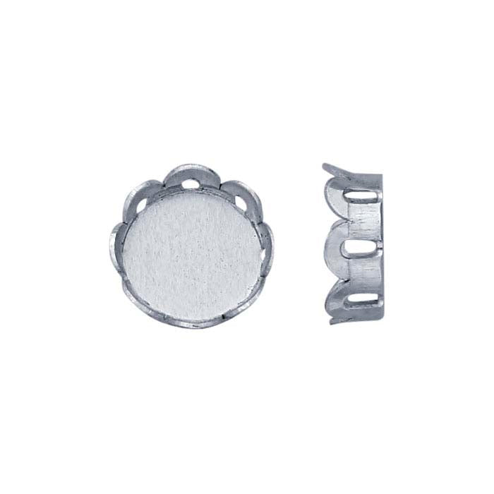 Sterling Silver 6mm Round Filigree Bezel Cup Setting