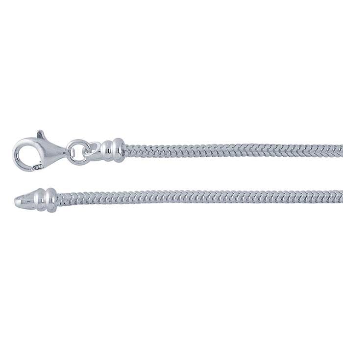 Sterlingsilber 2mm nahtlose Schlangenkette mit Gewindekappe