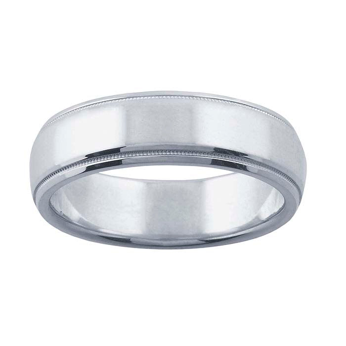 Nordt Sterling Silver 6.5mm Millgrain Edge Wedding Band