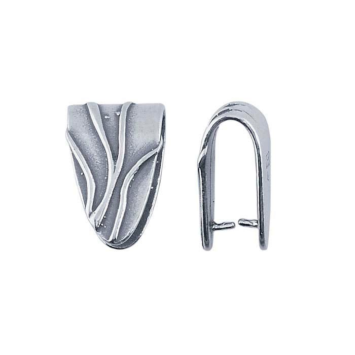 Sterling Silver Line-Patterned Pinch Bail