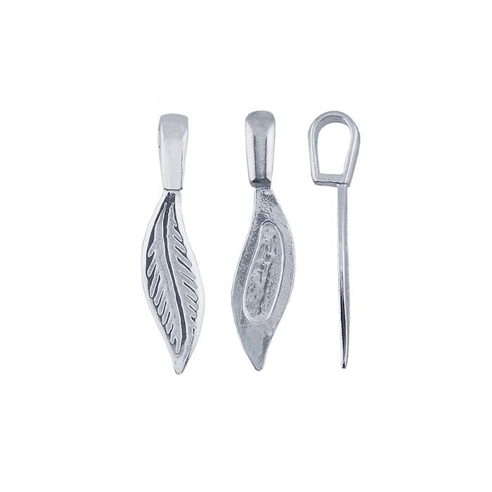 Sterling Silver Glue-On Feather Bail