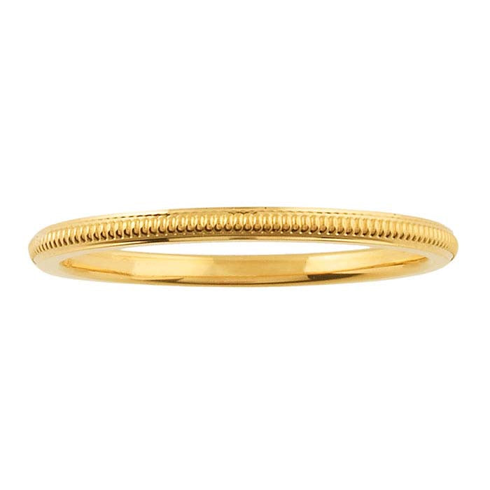 Nordt 14K Yellow Gold 1.5mm Millgrain Comfort Fit Wedding Band
