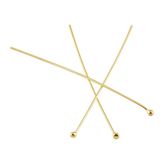 14/20 Yellow Gold-Filled 38.1mm 1.5mm Ball Head Pin, 0.51mm, 1/2-Hard