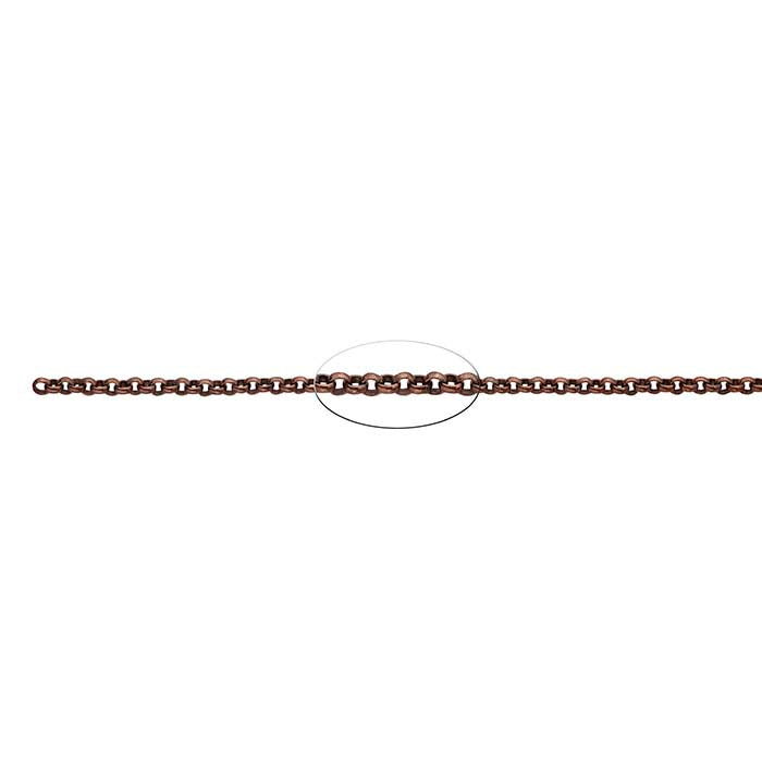 Steel Antique Copper-Finish 2.7mm Rolo Chain, 6.1 m. Spool