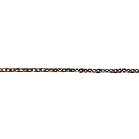 Steel Antique Copper-Finish 3.4mm Patterned Flat Oval Cable Chain, 6.1 m. Spool