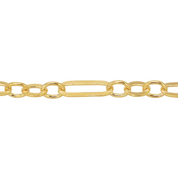 14/20 Yellow Gold-Filled 1.7mm Flat Long & Short Chain, By the Foot