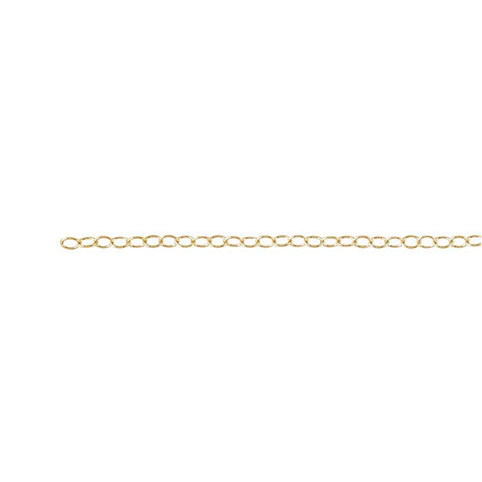 Corrente Oval de Cabo 1,5 mm em Ouro Amarelo Revestido 14/20, Carretel de 15,24 m.