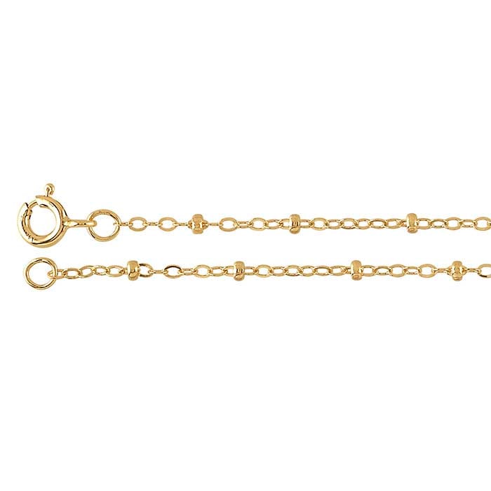 14/20 Yellow Gold-Filled Flat Oval Cable Chain with Beads