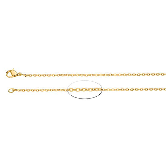 Brass Yellow Gold-Plated 1.8mm Flat Oval Cable Chain