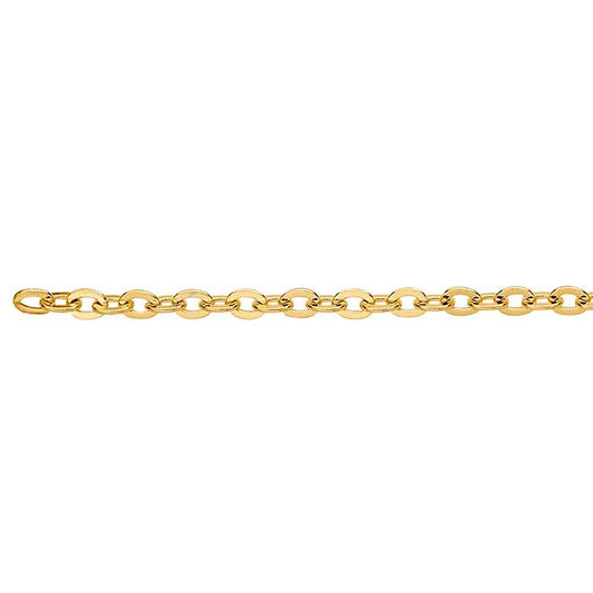 Brass Yellow Gold-Plated 1.8mm Flat Oval Cable Chain, 6.1 m. Spool