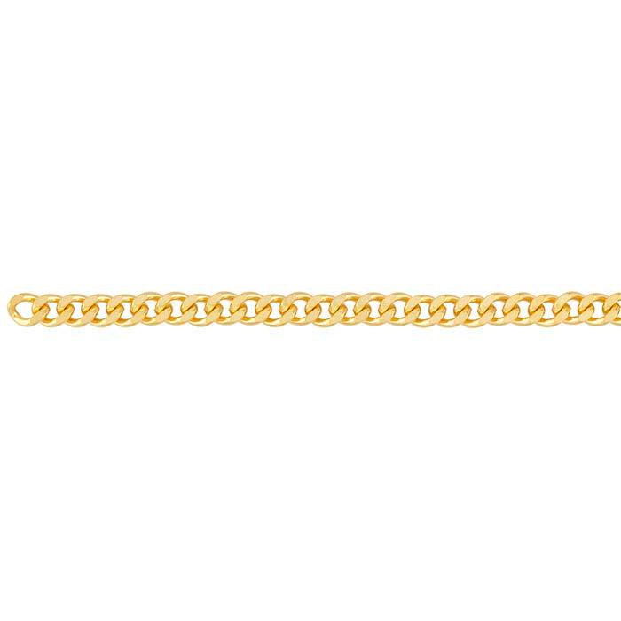 Catena Curb in Ottone Placcato Oro Giallo, Taglio Diamante, 6,8 mm, Bobina da 6,1 m