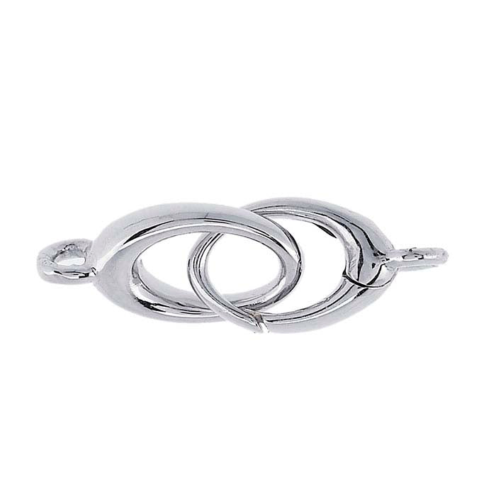 14K White Gold 23 x Oval Hook & Eye Clasp