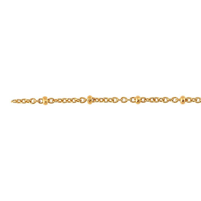 Chaîne câble 14/20 plaqué or jaune 1,2 mm avec perles de 2 mm, bobine de 3,05 m.