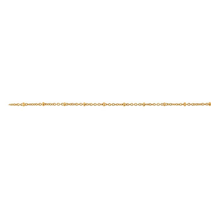 Chaîne câble 14/20 plaqué or jaune 1,2 mm avec perles de 2 mm, bobine de 3,05 m.