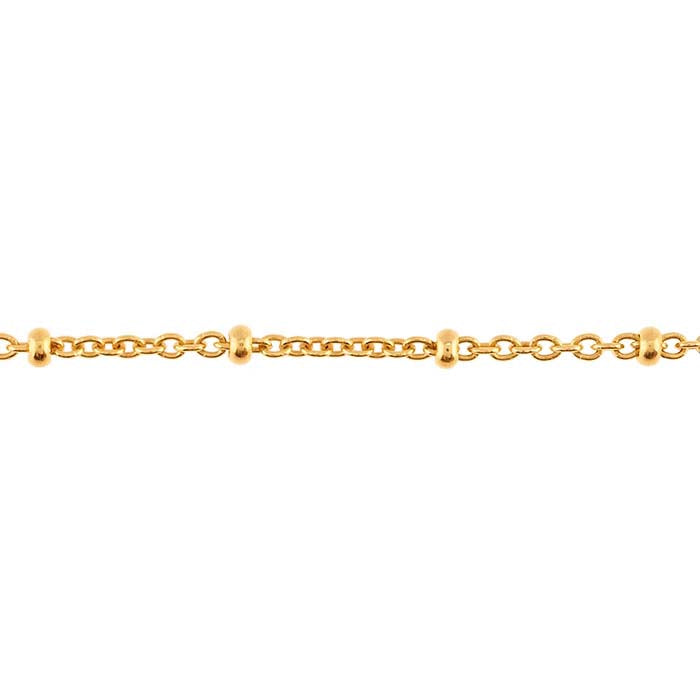 Chaîne câble 14/20 plaqué or jaune 1,2 mm avec perles de 2 mm, bobine de 3,05 m.