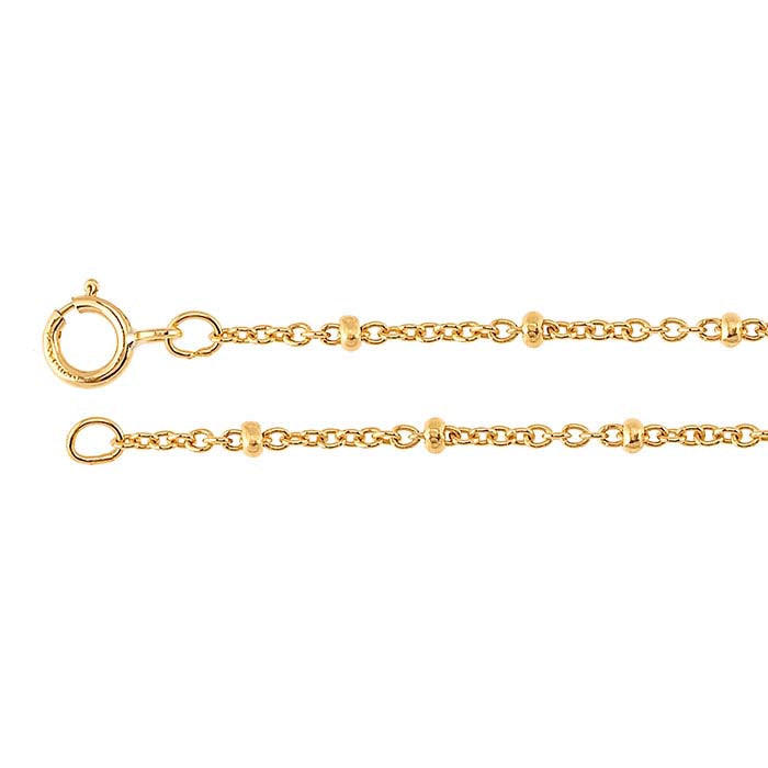 14/20 Yellow Gold-Filled 1.2mm Cable Chain with 2mm Beads