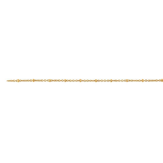 14/20 Yellow Gold-Filled 1.2mm Cable Chain with 2mm Beads, 15.24 m. Spool
