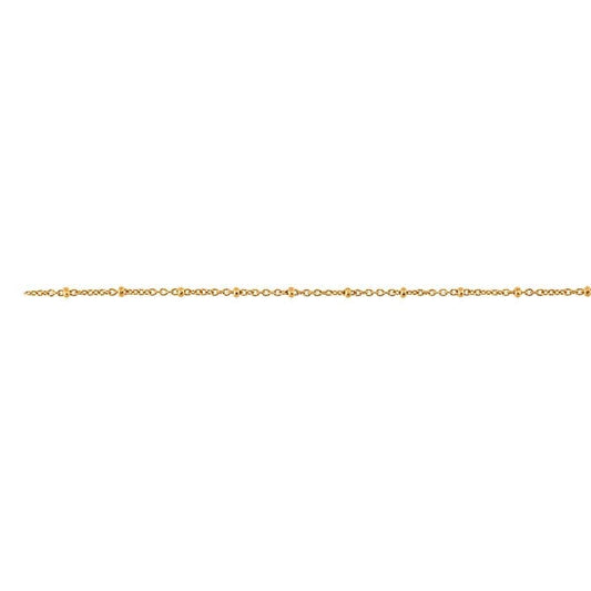 14/20 Yellow Gold-Filled 1.2mm Cable Chain with 2mm Beads, By the Foot