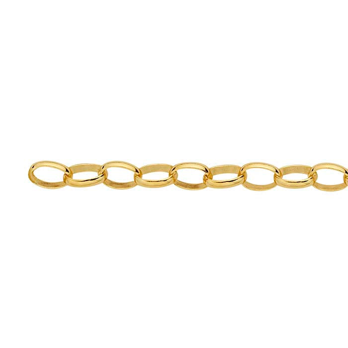 14/20 Gelbgold gefüllte ovale Rolo-Kette, 2,9 mm, fußweise