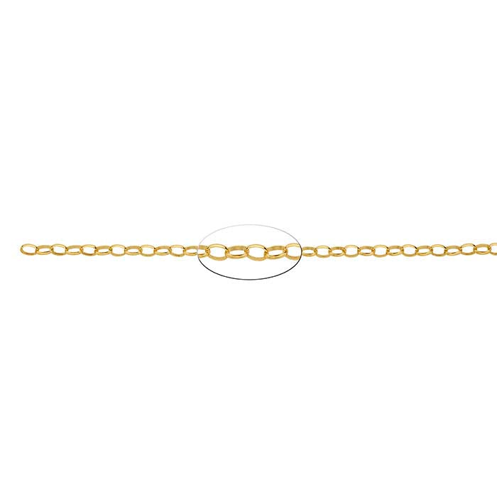14/20 Gelbgold gefüllte ovale Rolo-Kette, 2,9 mm, fußweise