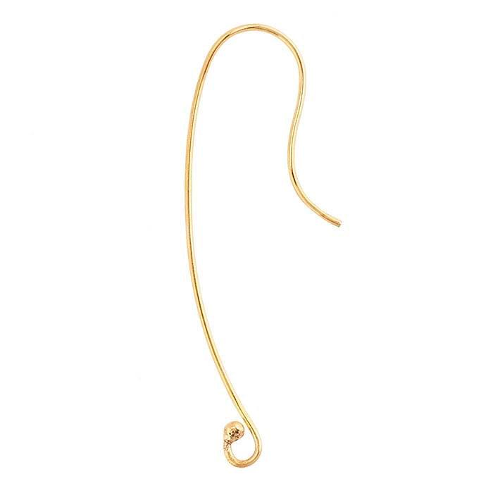 14/20 Yellow Gold-Filled Long Ear Wire with Loop and Ball End