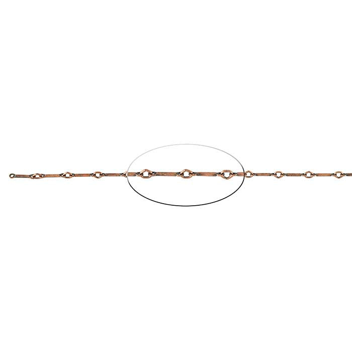 Steel Oxidized Copper-Plated 1mm Bar & Link Chain, 6.1 m. Spool