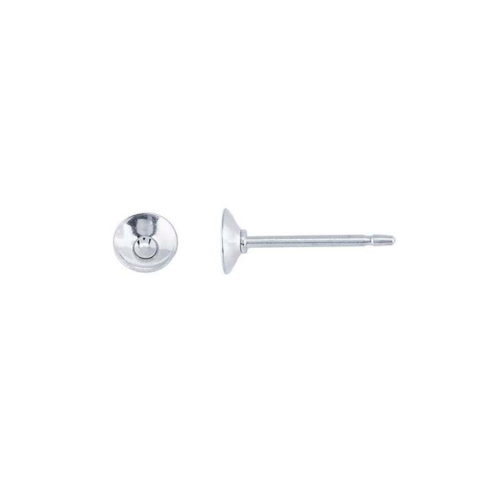 Sterling Silver 4mm Pearl Post Earring Mounting