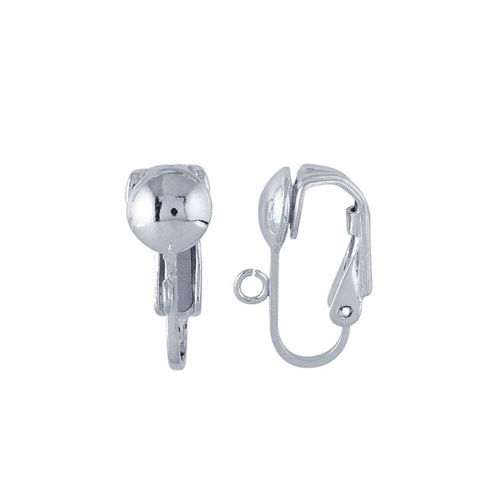 Sterling Silver Half-Ball Clip Earring with Open Ring