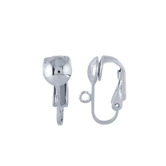 Sterling Silver Half-Ball Clip Earring with Open Ring