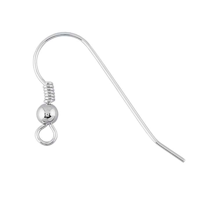 Sterling Silver Ear Wire with Loop, Bead and Coil