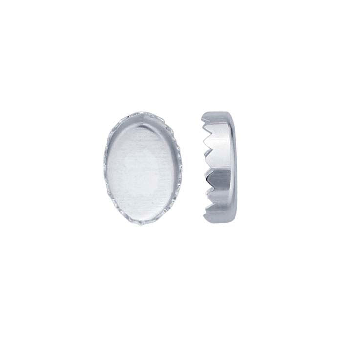 Sterling Silver 6 x 4mm Oval Serrated-Edge Bezel Cup Setting