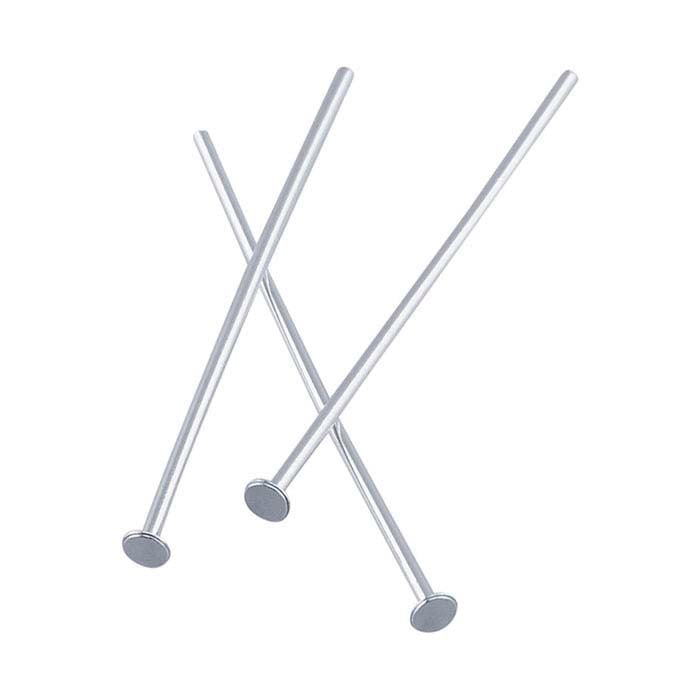 Sterling Silver 25.4mm 1.9mm Flat Head Pin, 0.72mm, 1/2-Hard