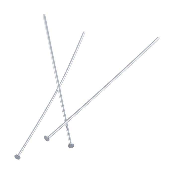 Sterling Silver 50.8mm 1.9mm Flat Head Pin, 0.72mm, 1/2-Hard