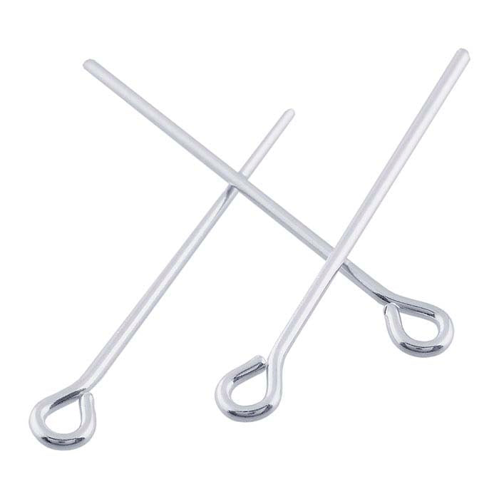 Sterling Silver 25.4mm Eye Pin, 0.72mm, 1/2-Hard