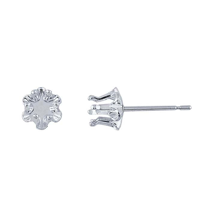 スターリングシルバー 4mm ラウンド スナップセット™ バターカップ ポスト イヤリングマウンティング