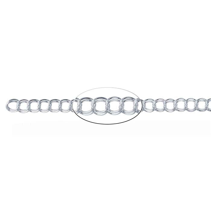 Sterling Silver 6.4mm Double-Cable Charm Chain, By the Foot
