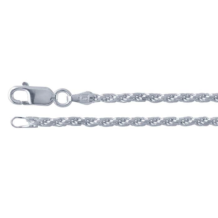 Sterling Silver 2.2mm Diamond-Cut French Rope Chain
