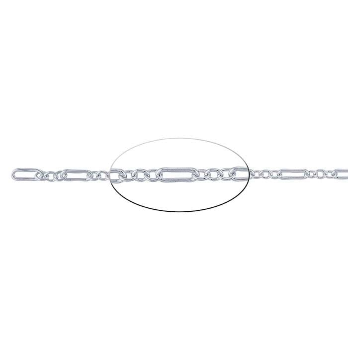 Sterling Silver 4.2mm Oval Long & Short Chain, By the Foot