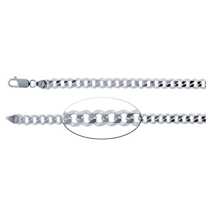 Sterling Silver 5.5mm Beveled Curb Chain