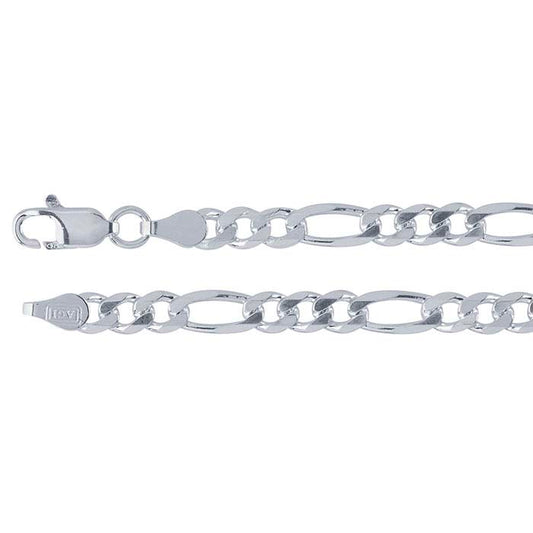 Sterling Silver 4,3 mm Diamantslipad Figarokedja