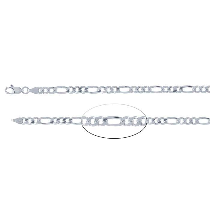 Srebrny łańcuszek Figaro 4,3 mm z diamentowym cięciem