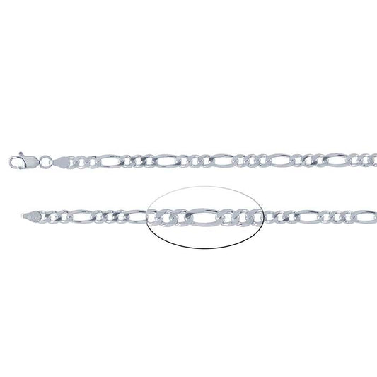 Sterling Silver 4,3 mm Diamantslipad Figarokedja