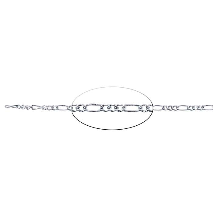 Sterling Silver 1.5mm Figaro Chain, By the Foot