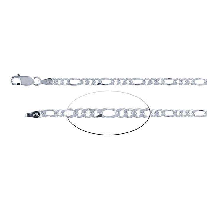 Srebrny łańcuszek Figaro 3 mm z diamentowym cięciem