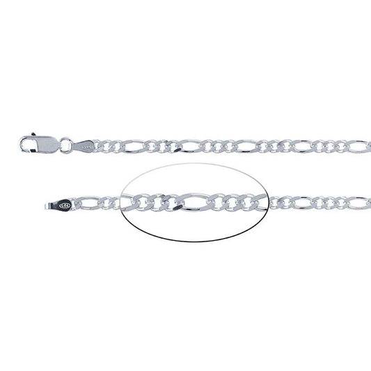 Sterling Silver 3 mm diamantkapad Figarokedja